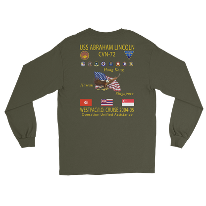 USS Abraham Lincoln (CVN-72) 2004-05 Long Sleeve Cruise Shirt – back view, military green