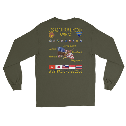 USS Abraham Lincoln (CVN-72) 2006 Long Sleeve Cruise Shirt – back view, military green