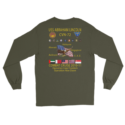 USS Abraham Lincoln (CVN-72) 2010-11 Long Sleeve Cruise Shirt – back view, military green