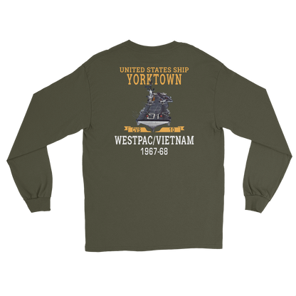 USS Yorktown (CVS-10) 1967-68 WESTPAC/VIETNAM Long Sleeve T-Shirt – back view, military green