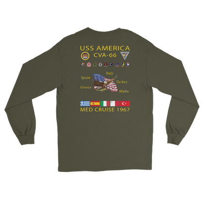 USS America (CVA-66) 1967 Long sleeve Cruise Shirt – back view, military green
