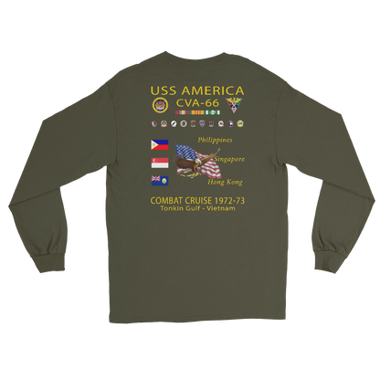USS America (CVA-66) 1972-73 Long Sleeve Cruise Shirt – back view, military green