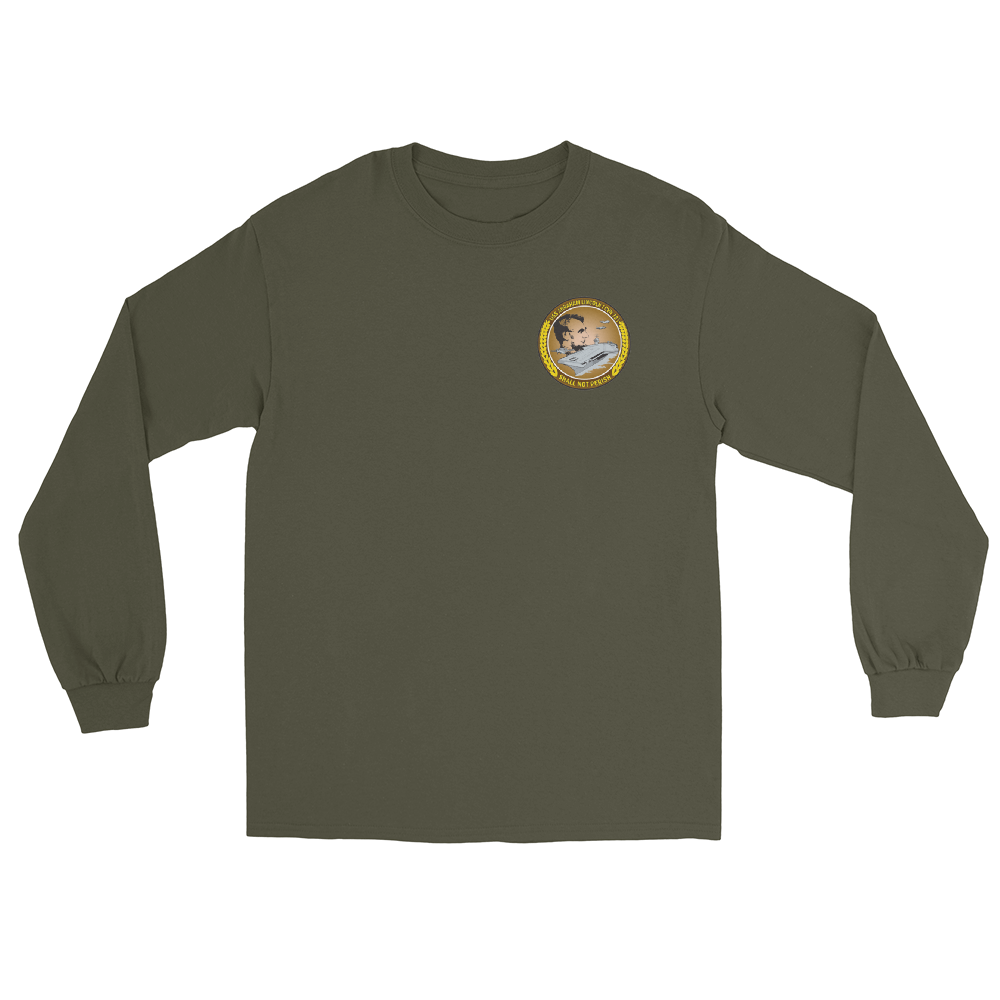 USS Abraham Lincoln (CVN-72) 2006 Long Sleeve Cruise Shirt – front view, military green