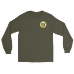 USS Peleliu (LHA-5) Ship's Crest Long Sleeve Shirt – front view, military green