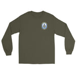USS Wisconsin (BB-64) Ship's Crest Long Sleeve Shirt – front view, military green