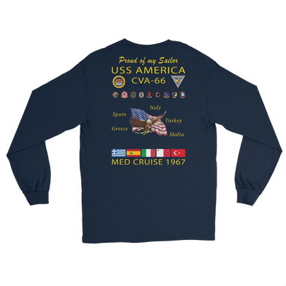 USS America (CVA-66) 1967 Long Sleeve Cruise Shirt - FAMILY – back view, navy