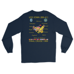 USS Iowa (BB-61) 1989 Long Sleeve Cruise Shirt – back view, navy