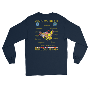 USS Iowa (BB-61) 1989 Long Sleeve Cruise Shirt – back view, navy