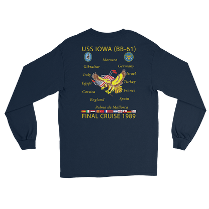 USS Iowa (BB-61) 1989 Long Sleeve Cruise Shirt – back view, navy