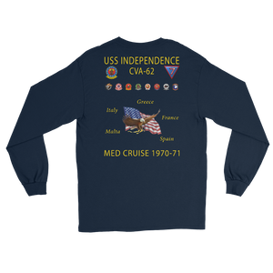 USS Independence (CVA-62) 1970-71 Long Sleeve Cruise Shirt – back view, navy