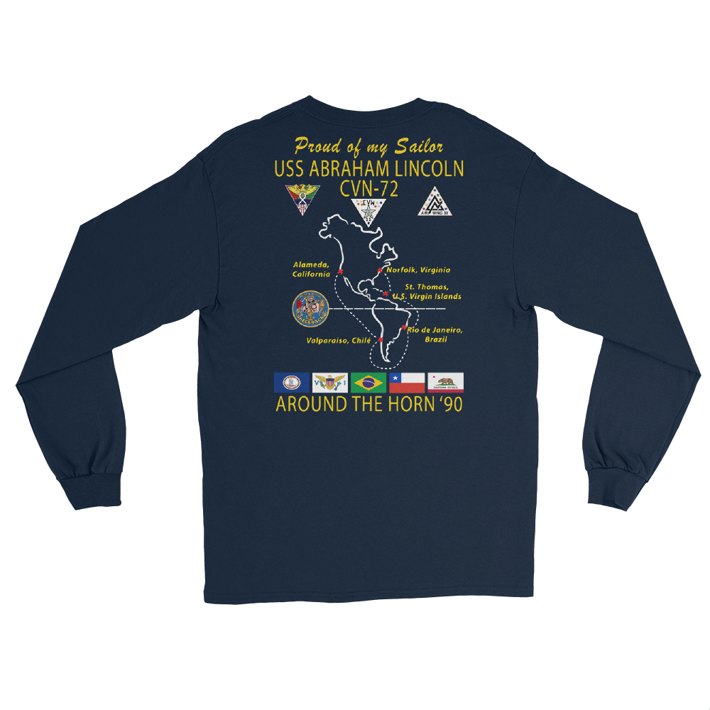 USS Abraham Lincoln (CVN-72) 1990 Long Sleeve Cruise Shirt - FAMILY