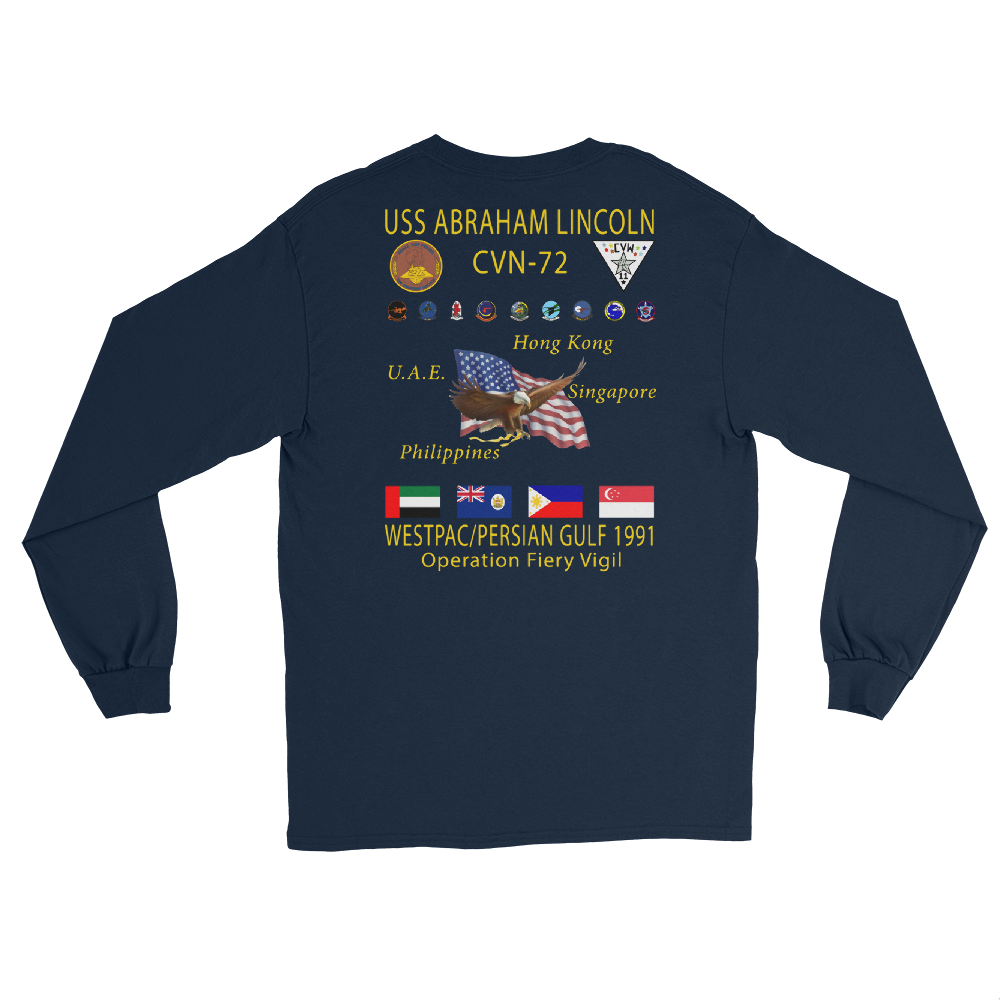 USS Abraham Lincoln (CVN-72) 1991 Long Sleeve Cruise Shirt