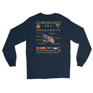 USS Abraham Lincoln (CVN-72) 1998 Long Sleeve Cruise Shirt – back view, navy
