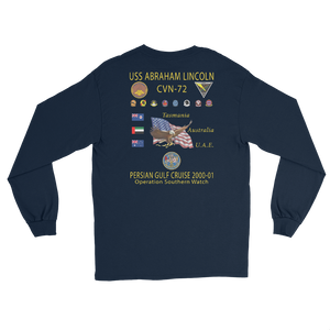USS Abraham Lincoln (CVN-72) 2000-01 Long Sleeve Cruise Shirt – back view, navy