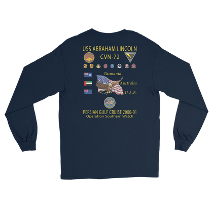 USS Abraham Lincoln (CVN-72) 2000-01 Long Sleeve Cruise Shirt – back view, navy