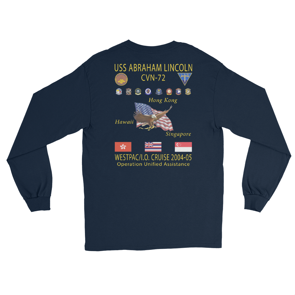 USS Abraham Lincoln (CVN-72) 2004-05 Long Sleeve Cruise Shirt – back view, navy