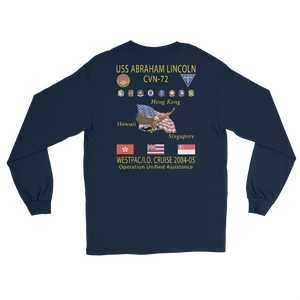 USS Abraham Lincoln (CVN-72) 2004-05 Long Sleeve Cruise Shirt – back view, navy
