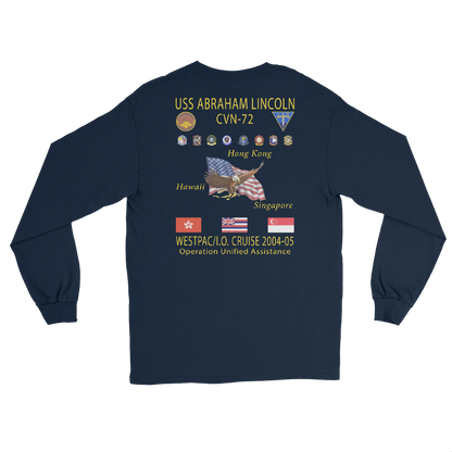 USS Abraham Lincoln (CVN-72) 2004-05 Long Sleeve Cruise Shirt – back view, navy