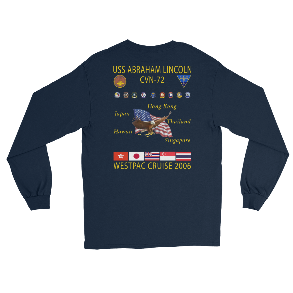 USS Abraham Lincoln (CVN-72) 2006 Long Sleeve Cruise Shirt – back view, navy