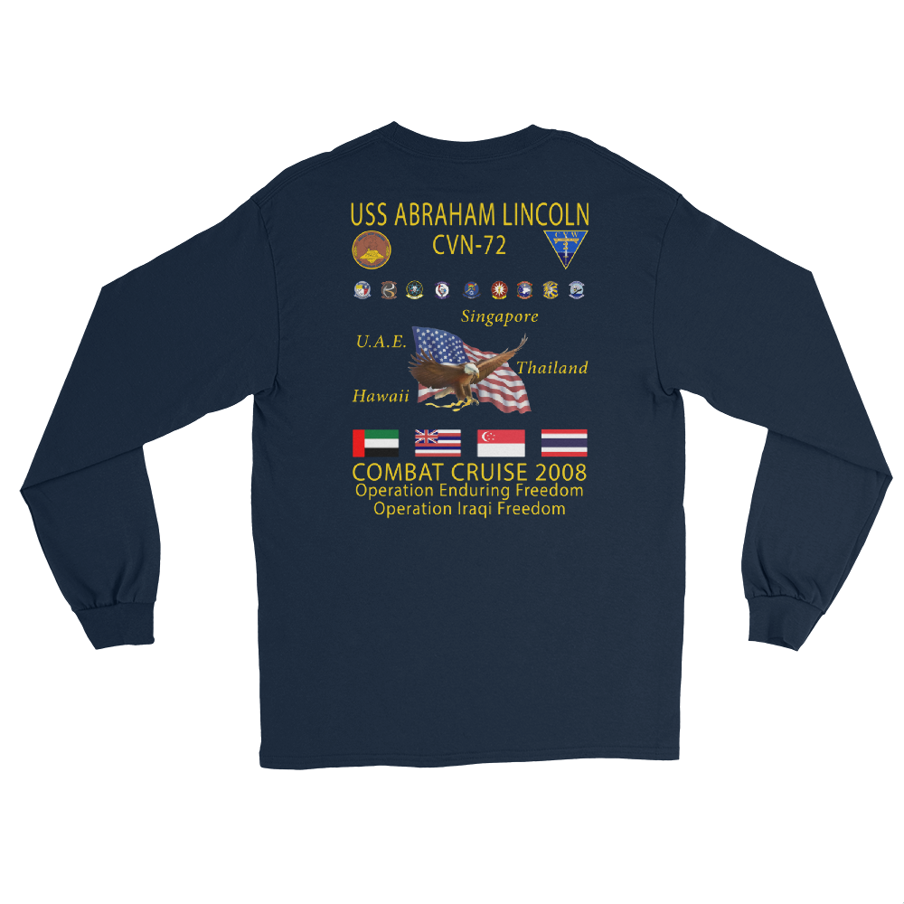 USS Abraham Lincoln (CVN-72) 2008 Long Sleeve Cruise Shirt – back view, navy