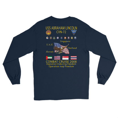 USS Abraham Lincoln (CVN-72) 2008 Long Sleeve Cruise Shirt – back view, navy
