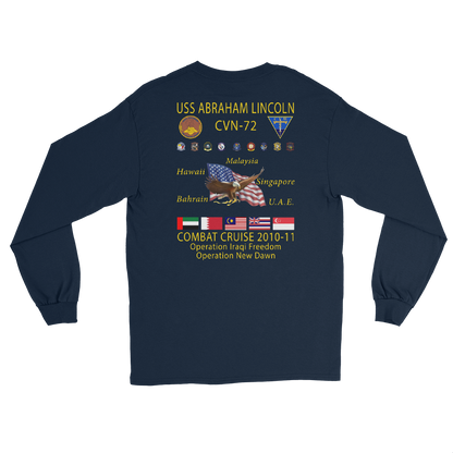 USS Abraham Lincoln (CVN-72) 2010-11 Long Sleeve Cruise Shirt – back view, navy
