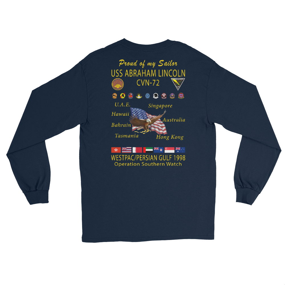 USS Abraham Lincoln (CVN-72) 1998 Long Sleeve Cruise Shirt - Family