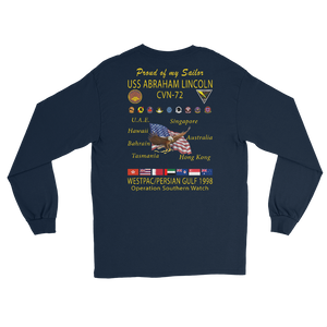 USS Abraham Lincoln (CVN-72) 1998 Long Sleeve Cruise Shirt - Family – back view, navy