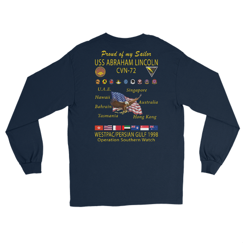 USS Abraham Lincoln (CVN-72) 1998 Long Sleeve Cruise Shirt - Family