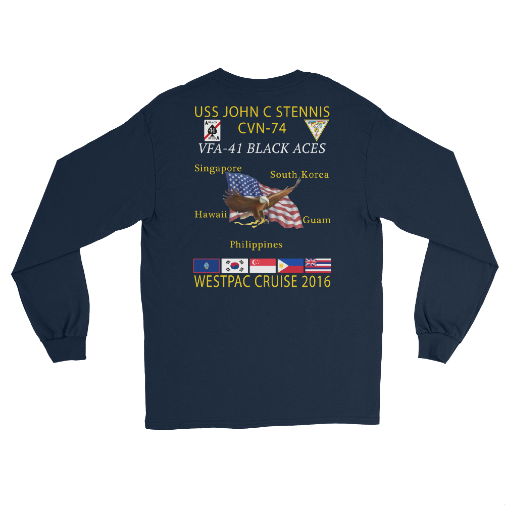 VFA-41 Black Aces 2016 Long Sleeve Cruise T-Shirt – back view, navy