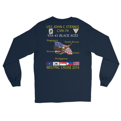 VFA-41 Black Aces 2016 Long Sleeve Cruise T-Shirt – back view, navy