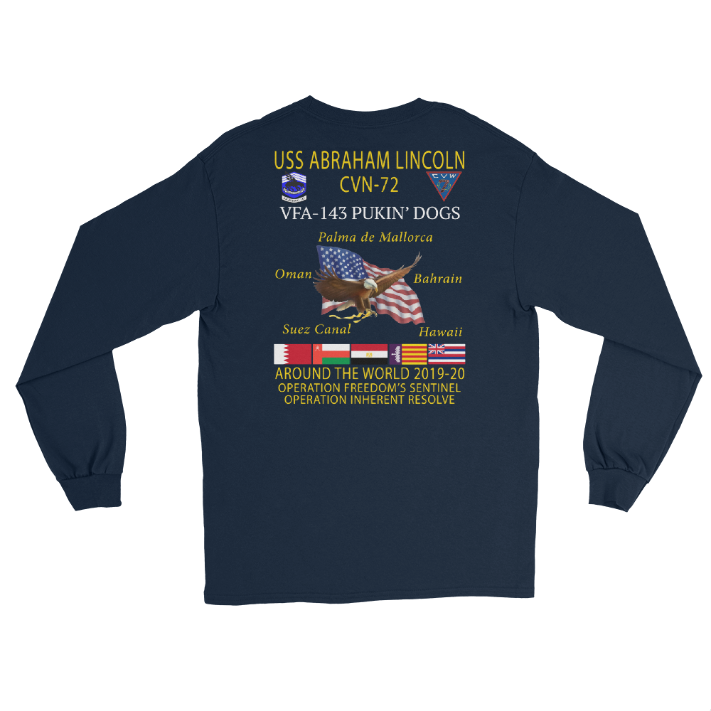 VFA-143 Pukin' Dogs 2019-20 Long Sleeve Cruise T-Shirt – back view, navy