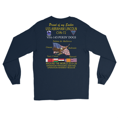 VFA-143 Pukin' Dogs 2019-20 Long Sleeve Cruise T-Shirt - Family – back view, navy