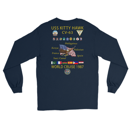 USS Kitty Hawk (CV-63) 1987 Long Sleeve Cruise Shirt – back view, navy