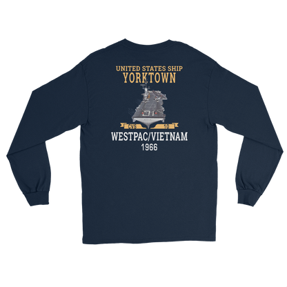 USS Yorktown (CVS-10) 1966 WESTPAC/VIETNAM Long Sleeve T-Shirt – back view, navy