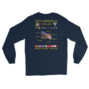 USS America (CVA-66) 1965-66 Long Sleeve Cruise Shirt – back view, navy