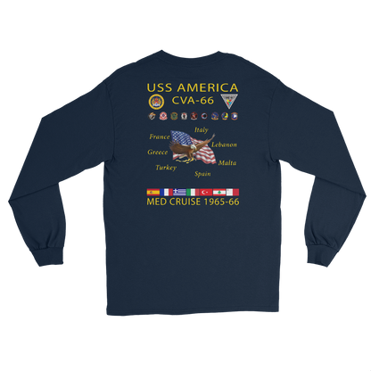 USS America (CVA-66) 1965-66 Long Sleeve Cruise Shirt – back view, navy