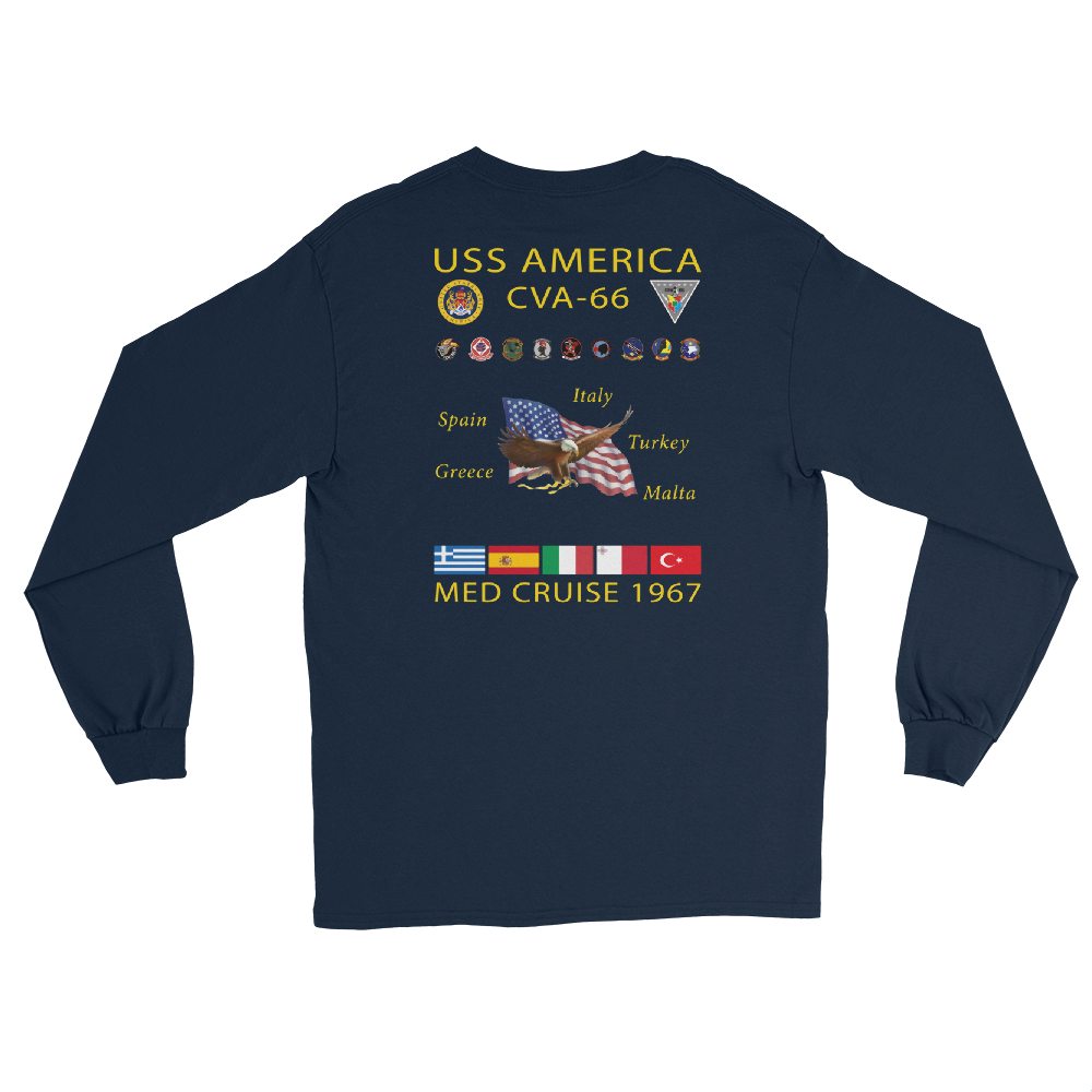 USS America (CVA-66) 1967 Long sleeve Cruise Shirt – back view, navy