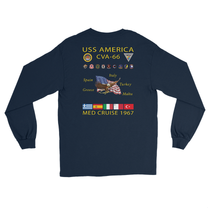 USS America (CVA-66) 1967 Long sleeve Cruise Shirt – back view, navy