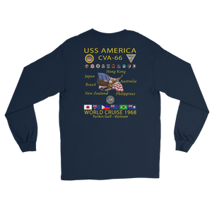 USS America (CVA-66) 1968 Cruise Shirt Long Sleeve Cruise Shirt – back view, navy