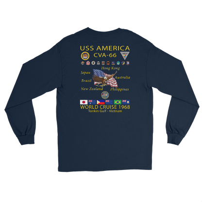 USS America (CVA-66) 1968 Cruise Shirt Long Sleeve Cruise Shirt – back view, navy