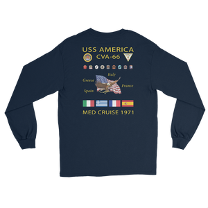 USS America (CVA-66) 1971 Long Sleeve Cruise Shirt – back view, navy