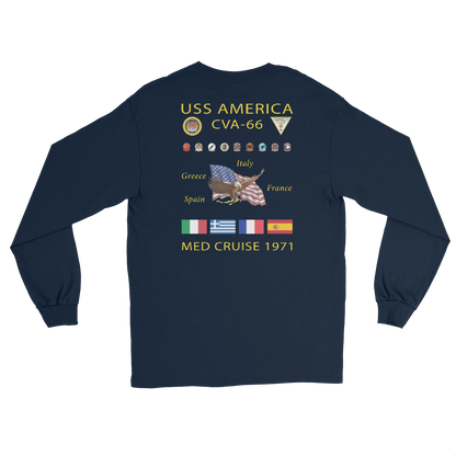 USS America (CVA-66) 1971 Long Sleeve Cruise Shirt – back view, navy