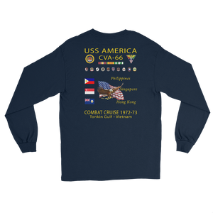 USS America (CVA-66) 1972-73 Long Sleeve Cruise Shirt – back view, navy