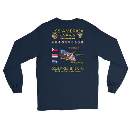 USS America (CVA-66) 1972-73 Long Sleeve Cruise Shirt – back view, navy