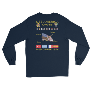 USS America (CVA-66) 1974 Long Sleeve Cruise Shirt – back view, navy