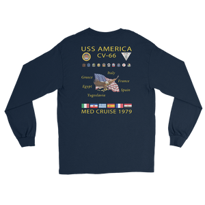 USS America (CV-66) 1976 Long Sleeve Cruise Shirt – back view, navy
