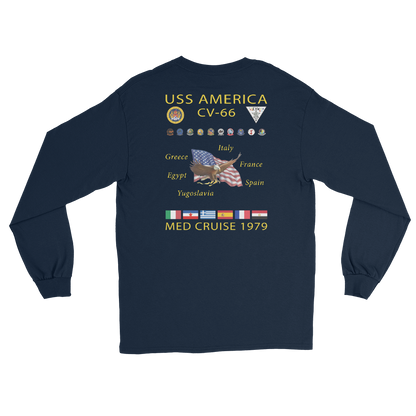 USS America (CV-66) 1976 Long Sleeve Cruise Shirt – back view, navy