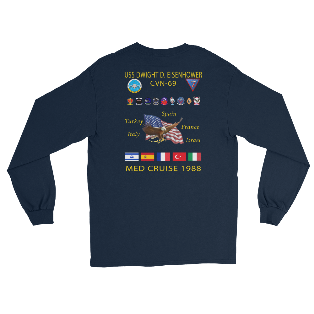 USS Dwight D. Eisenhower (CVN-69) 1988 Long Sleeve Cruise Shirt – back view, navy