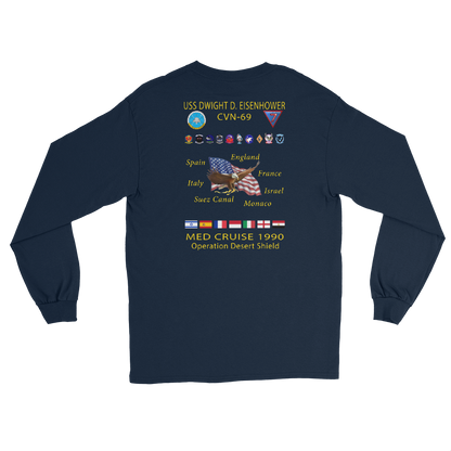 USS Dwight D. Eisenhower (CVN-69) 1990 Long Sleeve Cruise Shirt – back view, navy